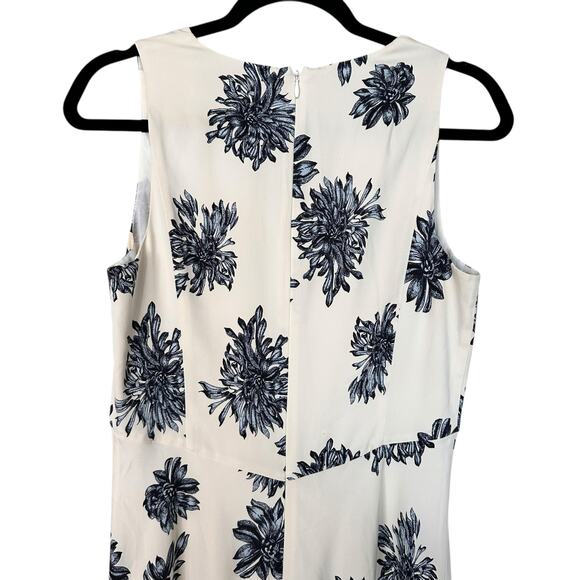 Nordstrom Collection Silk Floral A-line Ivory Sleeveless Cocktail Dress Size 8 - Picture 8 of 12